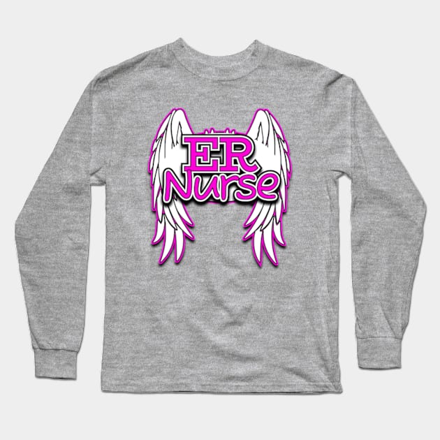 Emergency Room Nurse - Angel Wings Long Sleeve T-Shirt by FLCdesigns